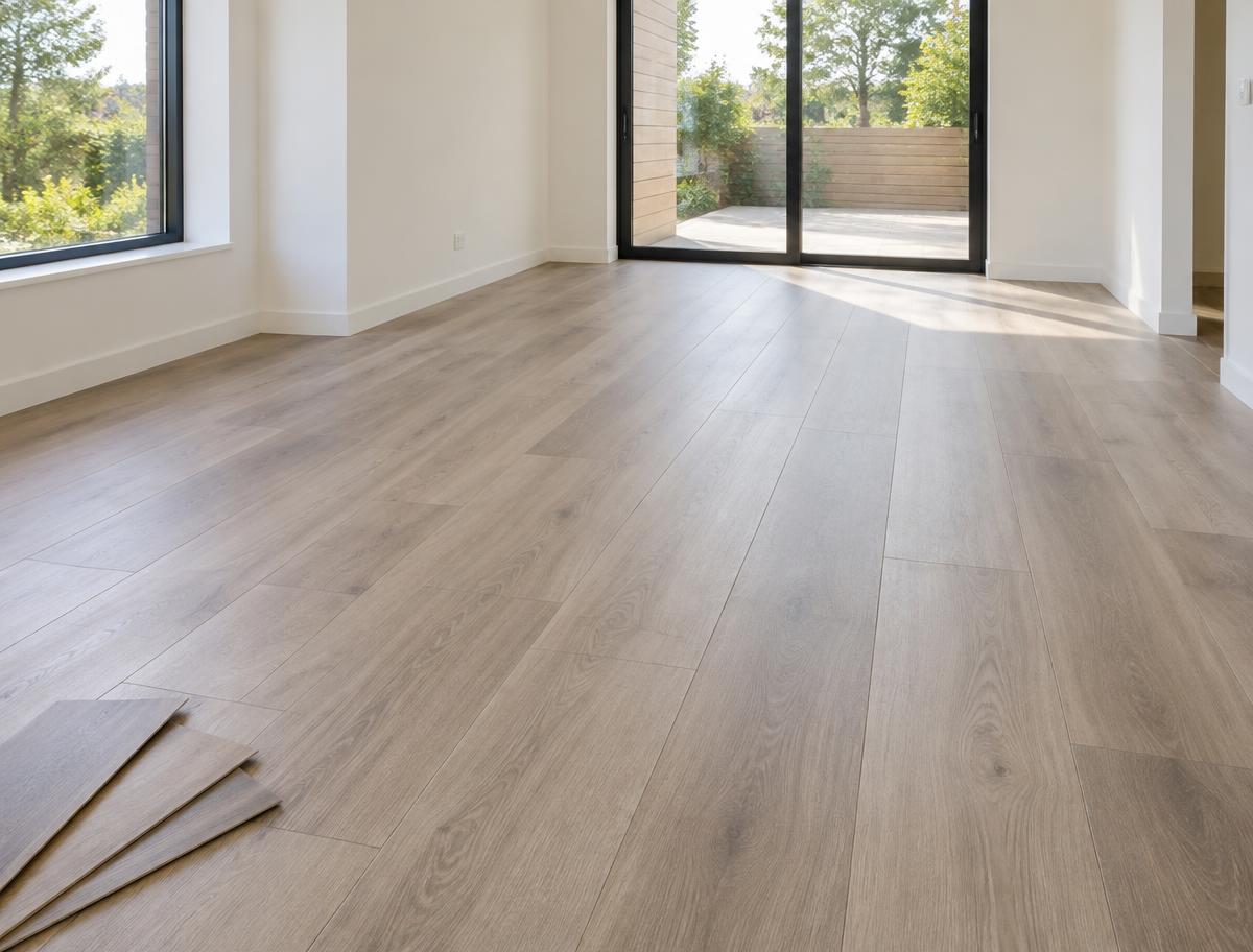 Wood-look luxury vinyl plank flooring in a bright room